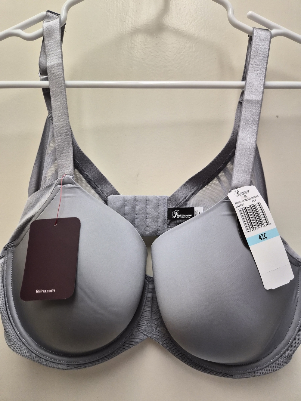 Paramour Light Gray Molded T-Shirt Bra with Adjustable Straps